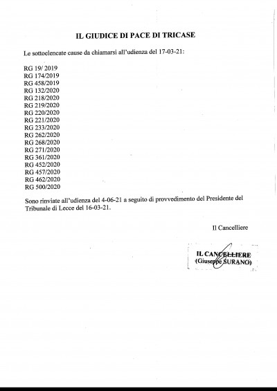 rinvio_udienza_gdp_Tricase_del_17_marzo